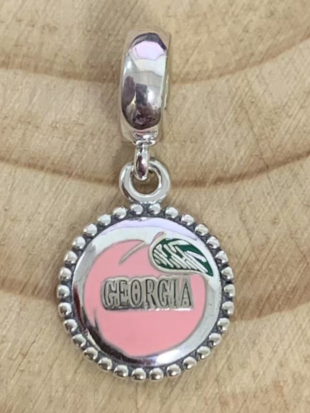 Pandora Georgia Peach Dangle Charm Pendant, S925 Silver Jewelry